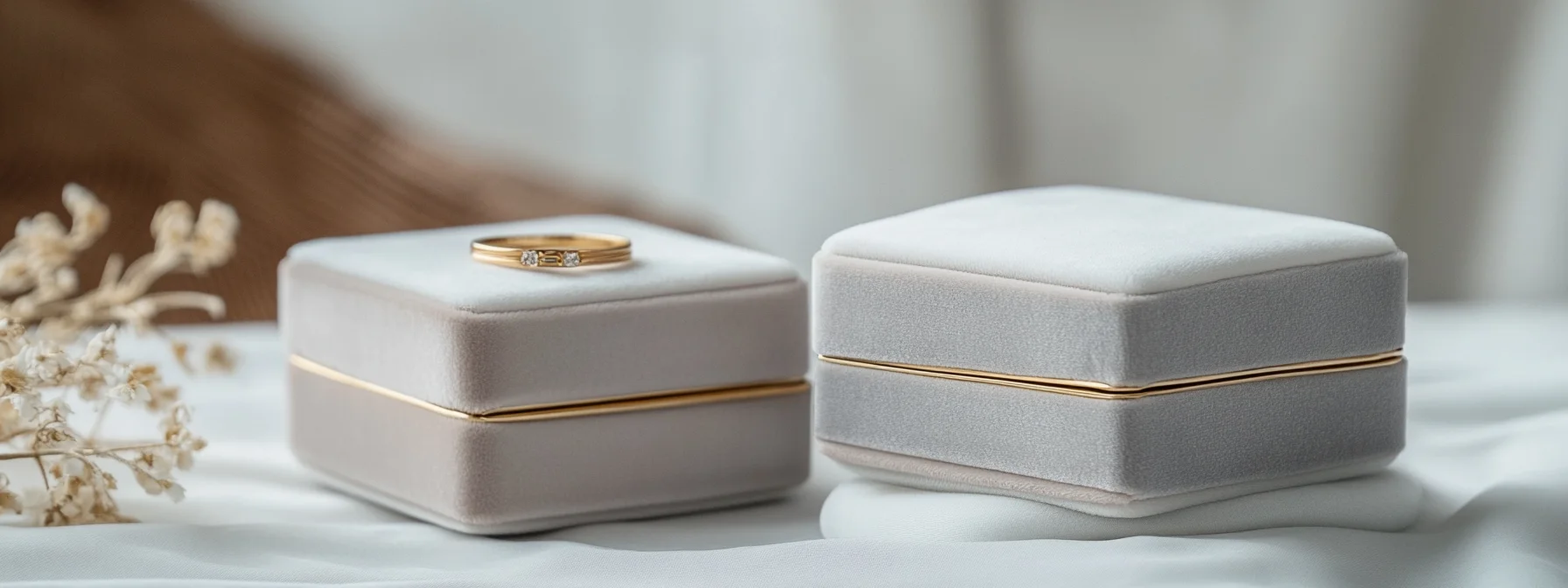 Square velvet jewelry boxes wholesale, ideal for elegant ring presentations.
